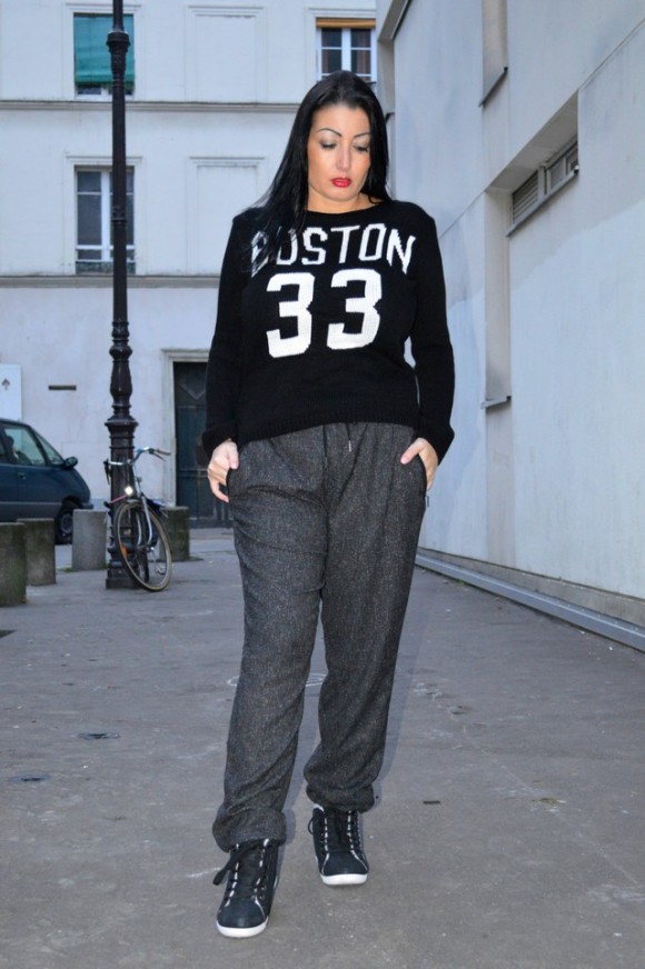 Blog Mode pantalon gris chiné Jennyfer et pull boston princesse boutique 3