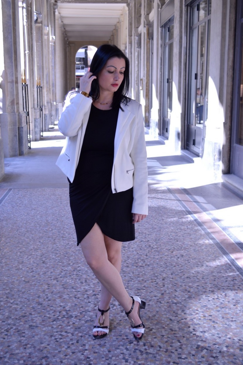 Blog mode Melolimparfaite chaussures vives look noir et blanc croisé